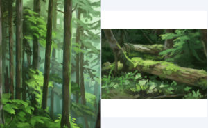 étude de forêt en digital painting