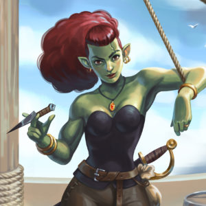 illustration personnelles fantasy demi orc pirate