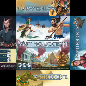 vue à plat de la boite du jeu Mythologiste, illustré par Matthieu MARTIN