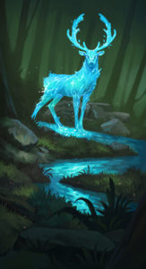 cervidé + élémentaire digital painting cerf magique