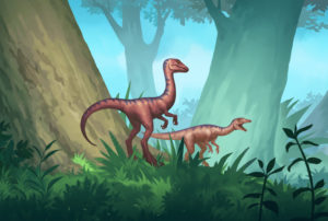 compsognathus dinosaure digital painting illustration