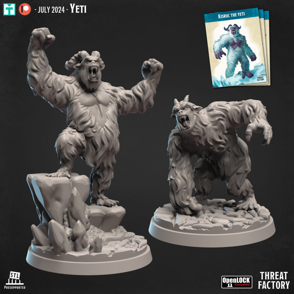 figurines miniatures Yéti d&d dungeons and dragons sculpture et impression 3D