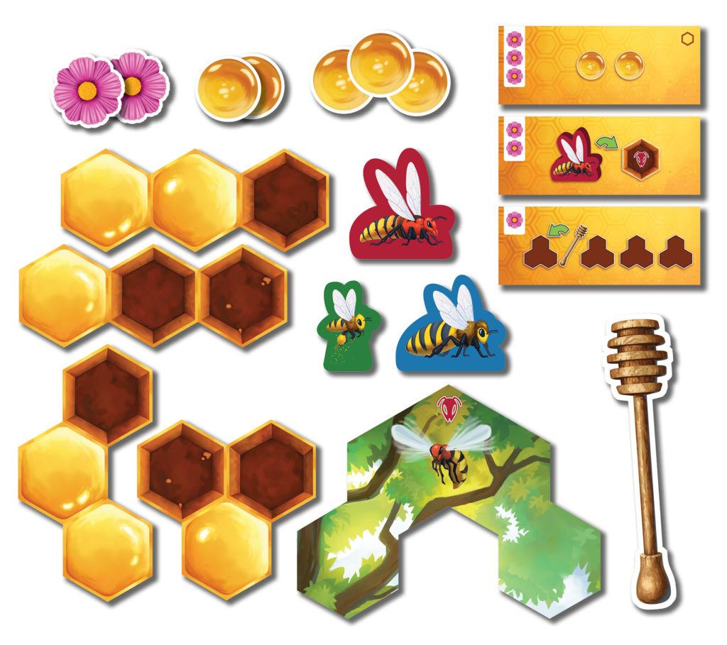 pièces de jeu alveola illustration de jeu de société