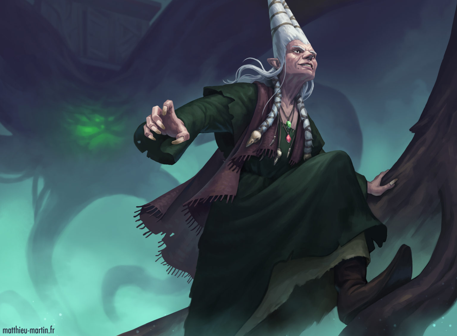 La malédiction de strahd, fan art du personnage de la sorcière de Berez, Baba Lysaga, en digital painting.

Personal work, Baba Lysaga from Curse of Strahd (D&D) fan art,