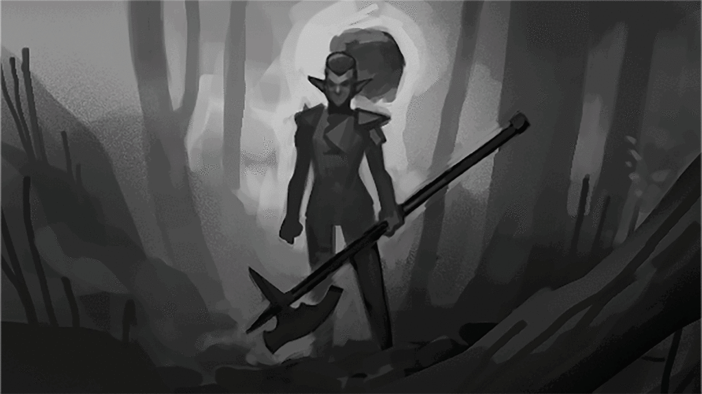 Tymora, mon personnage de D&D, process du painting en gif